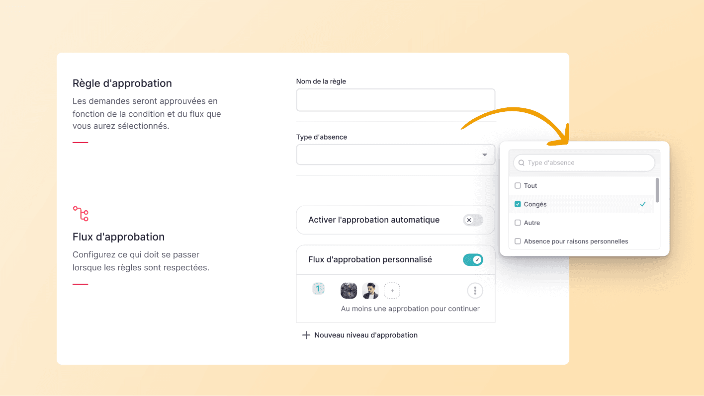Règles intelligentes d'approbation des congés et des absences