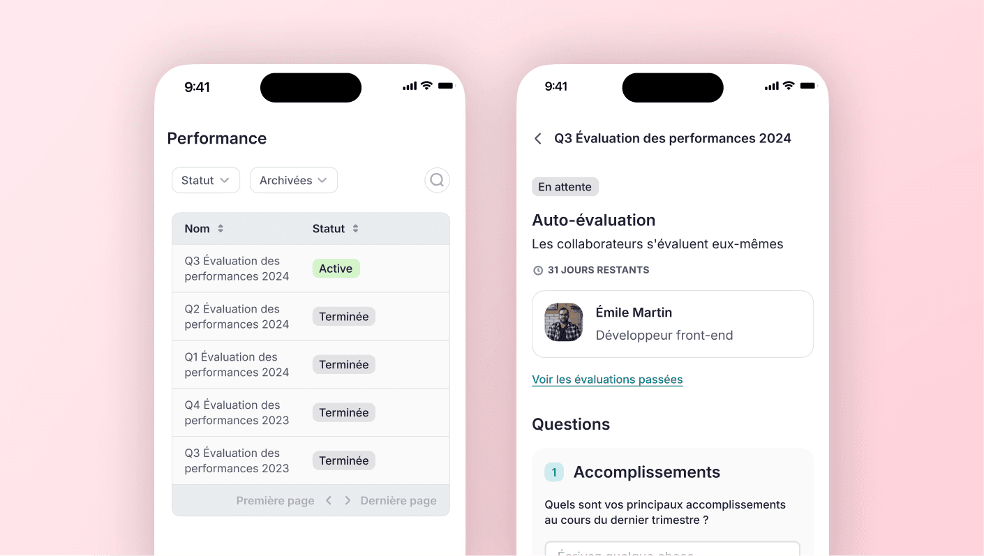 Gérez vos évaluations de performance sur mobile