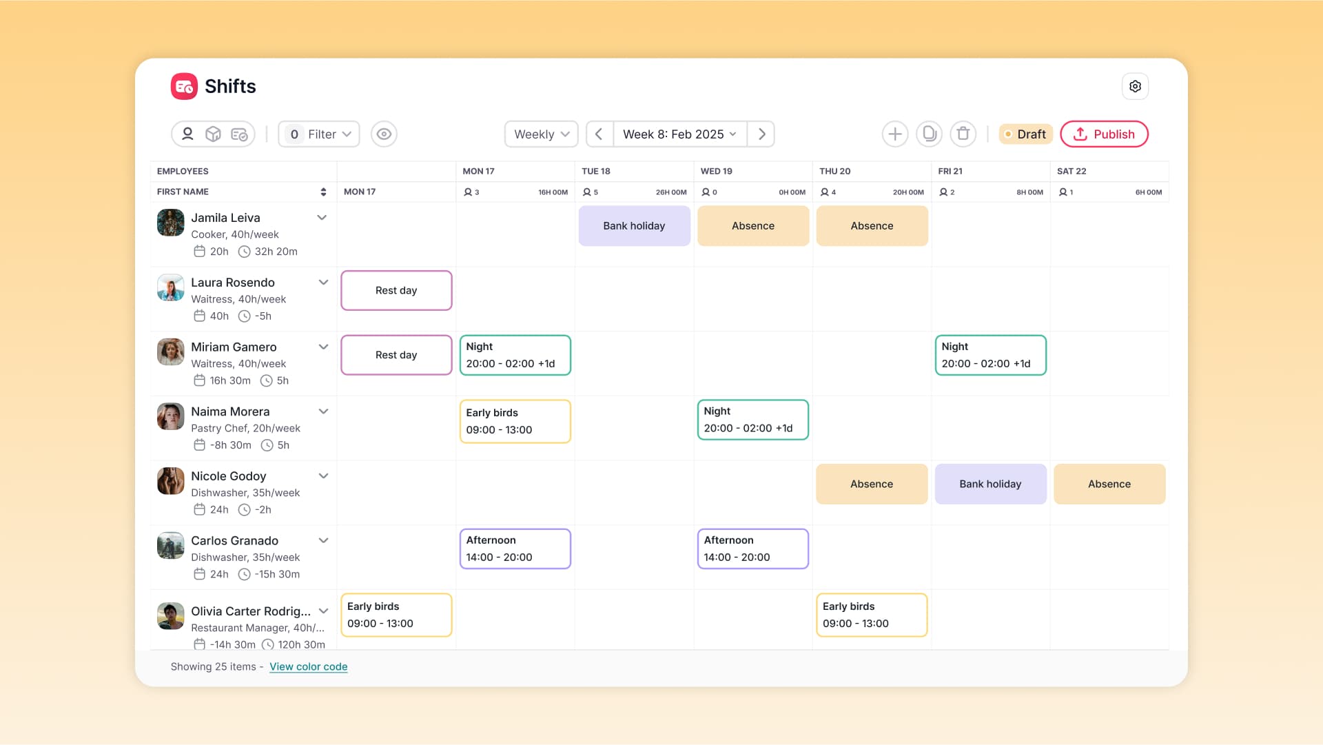 Consultez la banque d’heures dans les Plannings