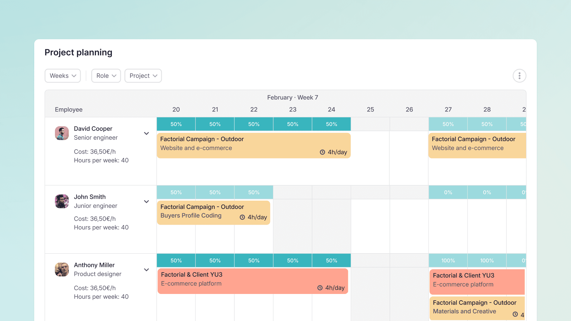 Utilisez la vue calendrier dans les Projets