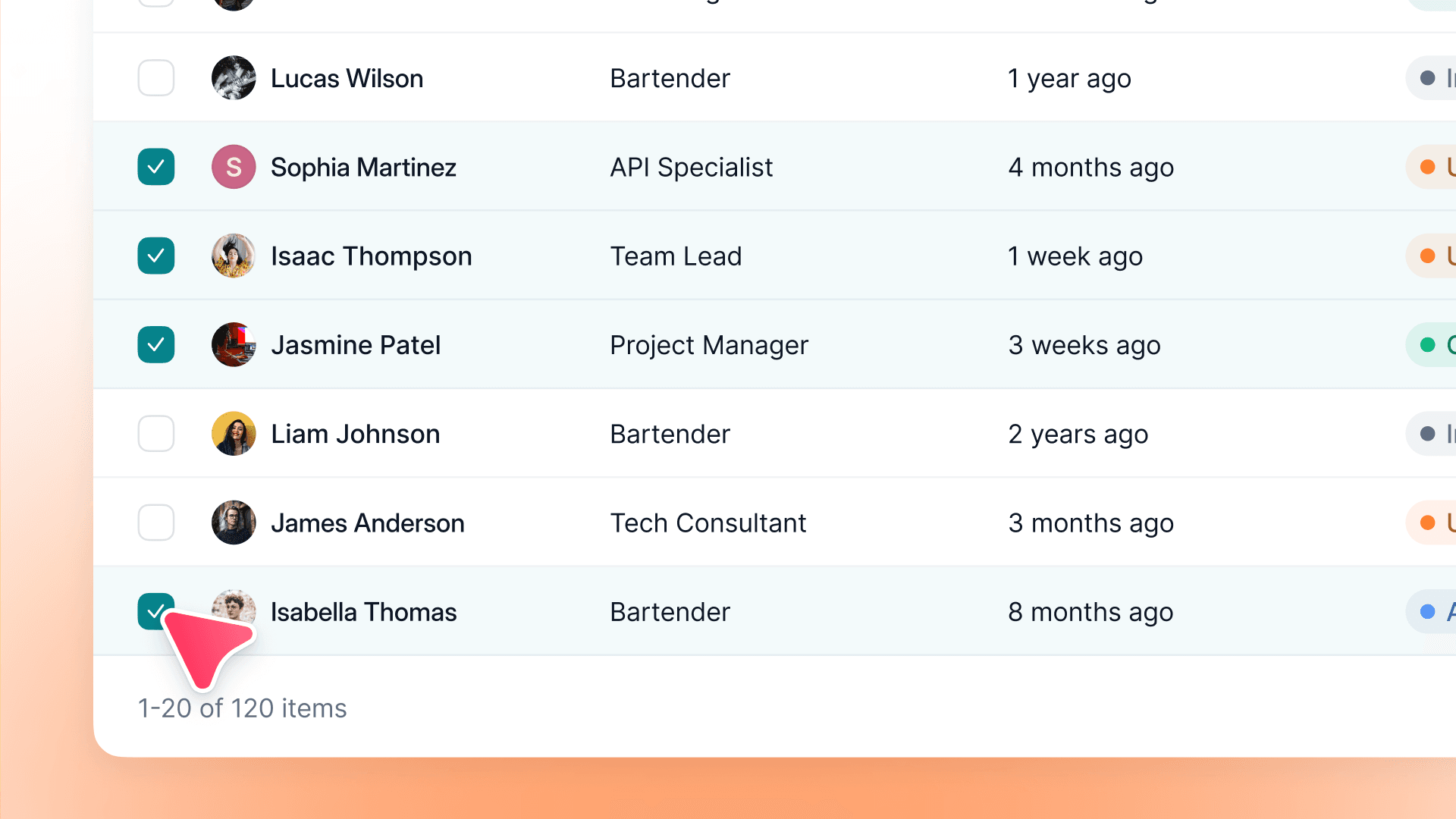 Modifiez plusieurs collaborateurs à la fois