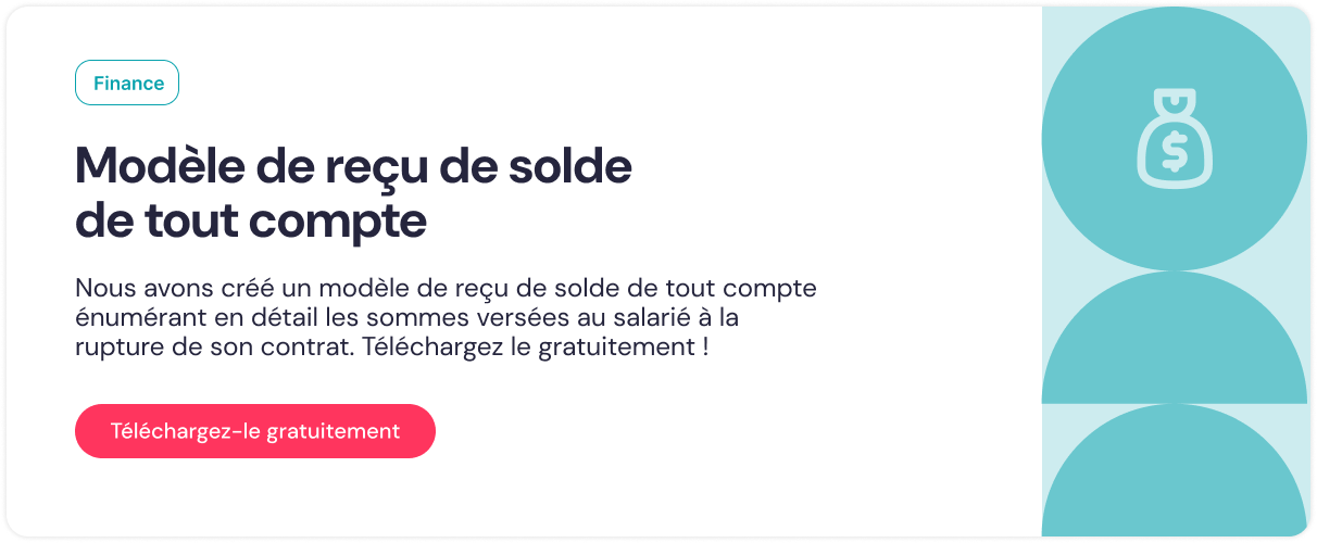 Modèle de reçu de solde de tout compte