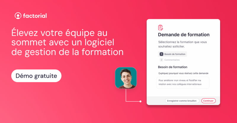 banner pour faire une démo gratuite du logiciel de formation de Factorial